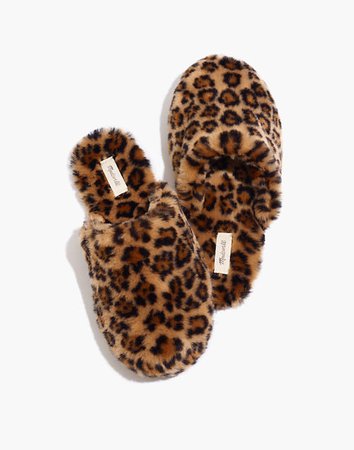The Scuff Slipper in Leopard Faux Fur brown