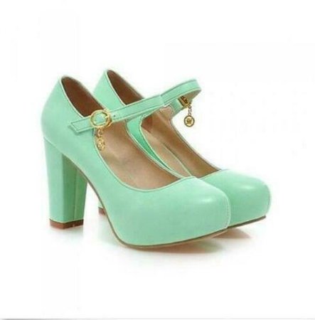 Womens Candy Color Mary Janes Round Toe Lolita Block Heels Pump Party Shoes Size | eBay