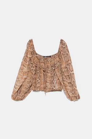 ANIMAL PRINT TOP - NEW IN-WOMAN-NEW COLLECTION | ZARA United States brown