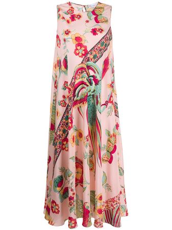 Shop pink RedValentino Bird of Paradise-print dress with Express Delivery - Farfetch