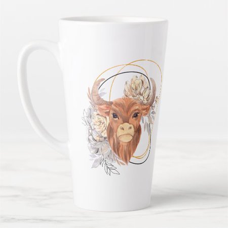 Watercolor Taurus Astrology Zodiac Sign | Monogram Latte Mug | Zazzle.com