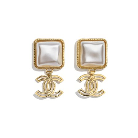 Chanel, earrings Metal & Resin Gold & Pearly White