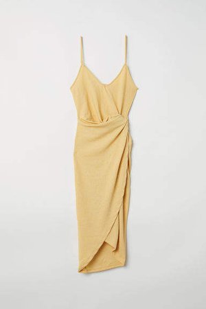 Draped Wrap-front Dress - Yellow