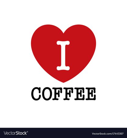 I love coffee font type with heart sign Royalty Free Vector