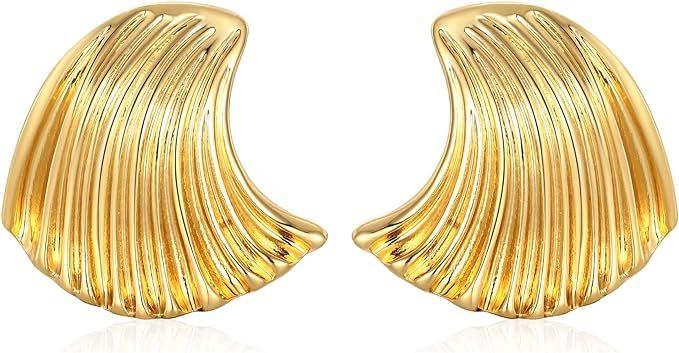 Amazon.com: WOWORAMA Matte Gold Statement Earrings for Women Textured Seashell Earrings Vintage Ocean Wave Sea Earrings Boho Geometric Stud Earrings Minimalist Irregular Earrings : Toys & Games
