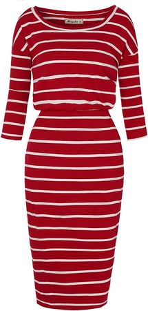Amazon.com: Moyabo Women's 3/4 Sleeve Round Neck Hips-Wrapped Casual Office Pencil Dress : Clothing, Shoes & Jewelry