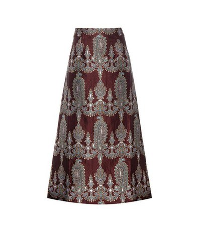 Printed silk-blend skirt