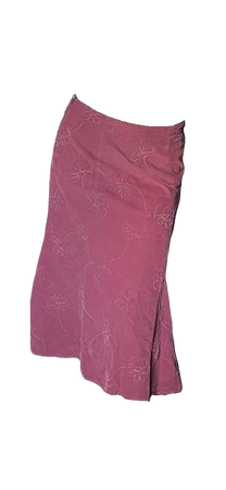 fairy grunge whimsigoth dusky pink velvet corduroy floaty ruffled midi skirt, vintage Wallis