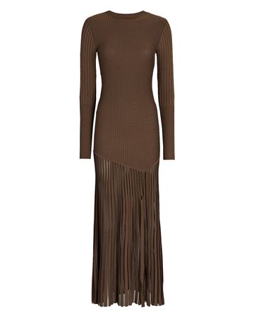 SIR the label Sylvie Rib Knit Maxi Dress in brown | INTERMIX®