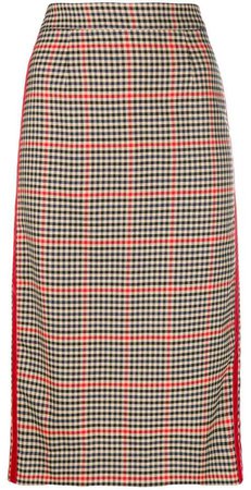 checkered print pencil skirt