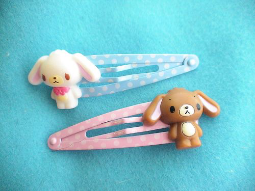 sugar bunnies blue and pink hair clips