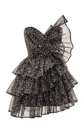Ruffled Sequined Tulle Corset Mini Dress By Rasario | Moda Operandi