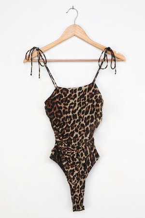 Mesh Bodysuit - Leopard Print Bodysuit - Tie-Strap Bodysuit - Lulus
