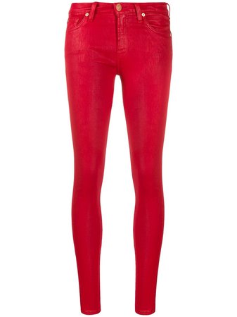 Red 7 For All Mankind Coated Skinny Jeans | Farfetch.com