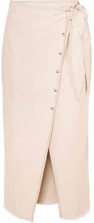 Nanushka - Opal Asymmetric Denim Wrap Skirt - Cream