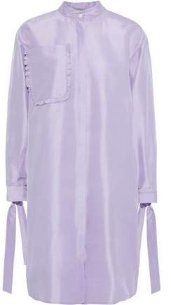 Novis Bay Ruffled-trimmed Silk-shantung Shirt Dress