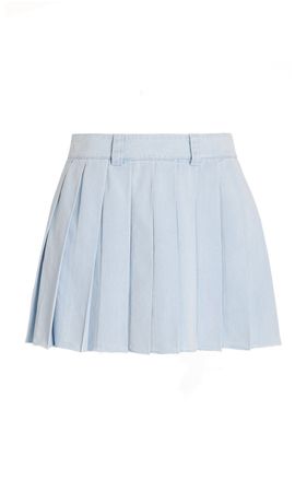 Pleated Denim Mini Skirt By Miu Miu | Moda Operandi
