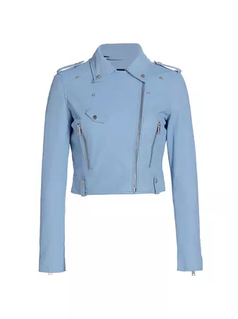 Shop LAMARQUE Ciara Leather Cropped Biker Jacket | Saks Fifth Avenue
