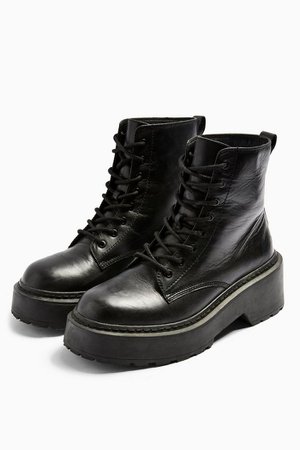 AUSTIN Black Leather Lace Up Boots | Topshop