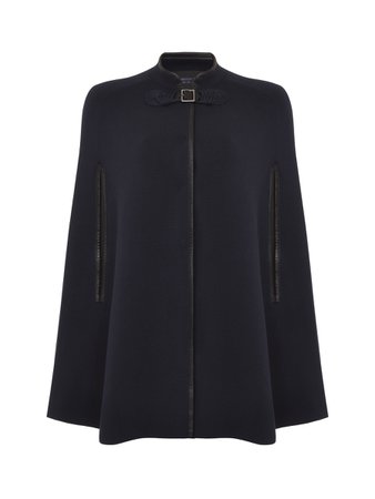 Shanghai Tang Ponte Jersey Cape with Leather Trim
