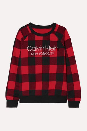 Printed Checked Cotton-blend Jersey Sweatshirt - Red