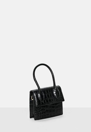Black Croc Small Belt Bag | Missguided