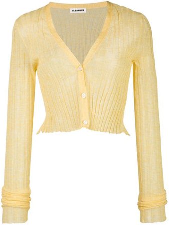 Jil Sander yellow semi-sheer cropped cardigan for women | JSPQ754068 at Farfetch.com