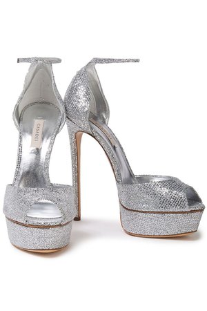 Silver Fata glittered woven platform sandals | Sale up to 70% off | THE OUTNET | CASADEI | THE OUTNET