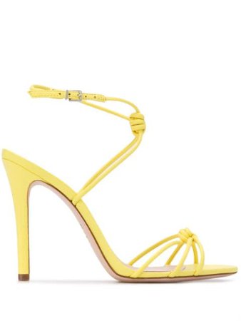 Schutz Knot Detail Stiletto Sandals S0138715620014 Yellow | Farfetch