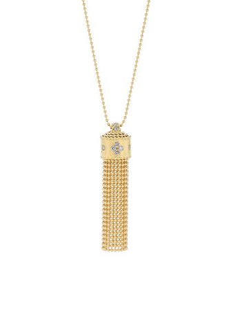 Roberto Coin Princess 18K Yellow Gold & Diamond Tassel Pendant Necklace | SaksFifthAvenue
