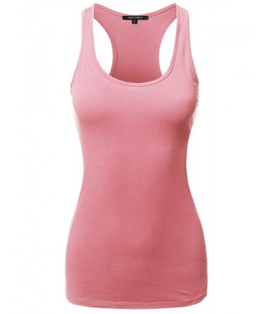 Solid Basic Sleeveless Racer-Back Cotton Based Tank Top | 11 Warm Pink