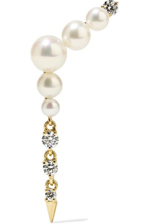 Jemma Wynne | 18-karat gold, pearl and diamond earring | NET-A-PORTER.COM