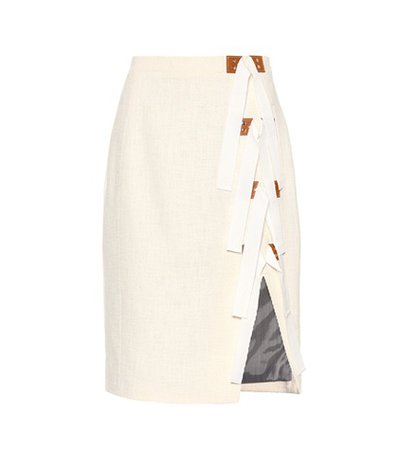 Sorbonne leather-trimmed cotton skirt