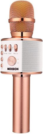 Amazon.com: BONAOK Wireless Bluetooth Karaoke Microphone, 3-in-1 Portable Handheld Mic Speaker for All Smartphones,Gifts for Girls Kids Adults All Age Q37(Rose Gold) : Musical Instruments