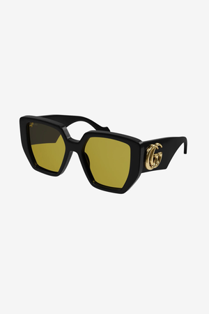 Gucci oversized black sunglasses with maxi logo and yellow lenses