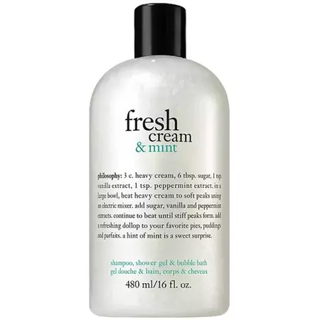 Philosophy Fresh Cream & Mint Shampoo, Shower Gel & Bubble Bath, 16 Oz - Walmart.com