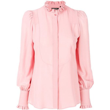 pink ruffle neck and sleeve blouse - Google Search