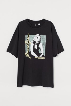 Oversized printed T-shirt - Black/Dua Lipa - Ladies | H&M GB