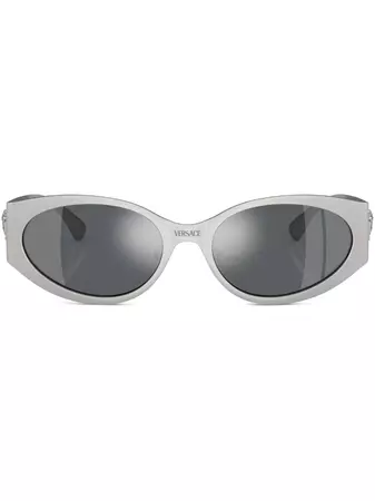 Versace Eyewear logo-plaque oval-frame Sunglasses - Farfetch