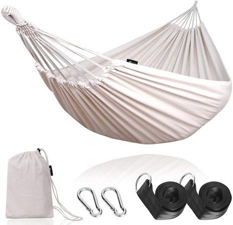 Anyoo Garden Cotton Hammock Comfortable Fabric Hammock with Tree Straps for Hanging Durable Hammock Up to 450lbs Portable Hammock with Travel Bag,Perfect for Camping Outdoor/Indoor Patio Backyard: Furniture & Decor