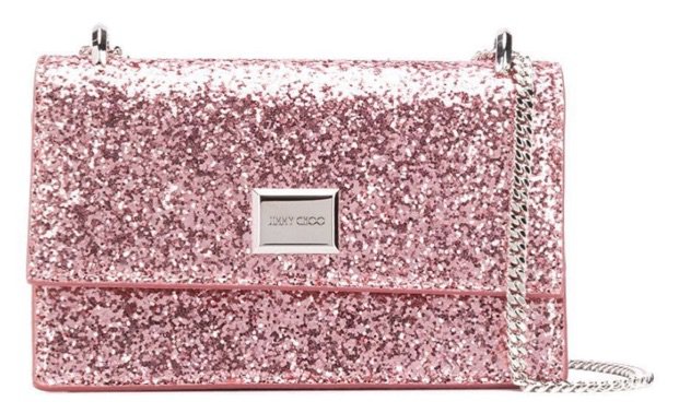JIMMY CHOO Pink Glitter Leni Handbag
