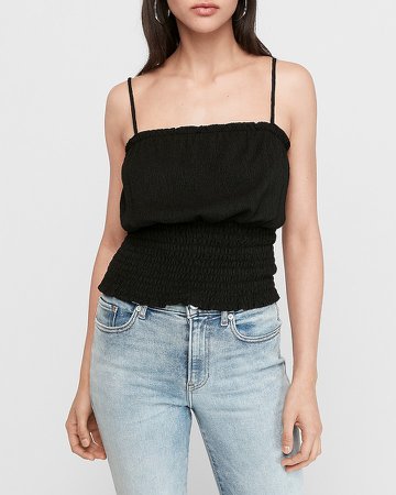 Textured Smocked Square Neck Cami
