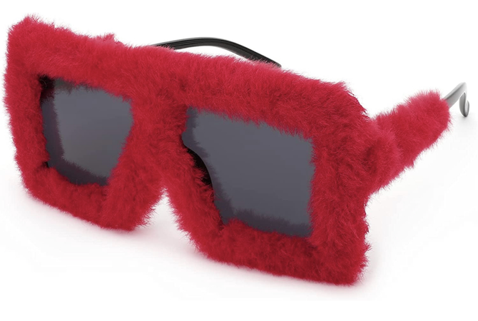 red fluffy glasses