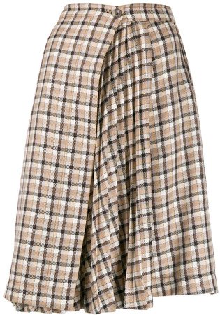 checked pleated panel skirt