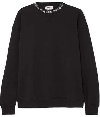 Yana Intarsia-trimmed Cotton-jersey Sweatshirt - Black