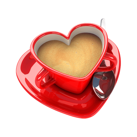Red Coffee Cup with Heart PNG Clip-Art| Free Download