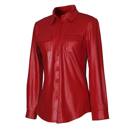 Red leather shirt