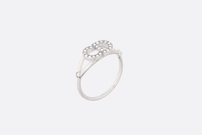 Clair D Lune Ring Palladium-Finish Metal and White Crystals | DIOR