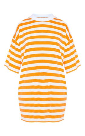Orange Stripe Boyfriend T Shirt Dress | PrettyLittleThing USA