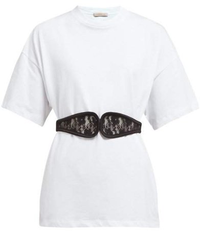 C String Belted Cotton T Shirt - Womens - White